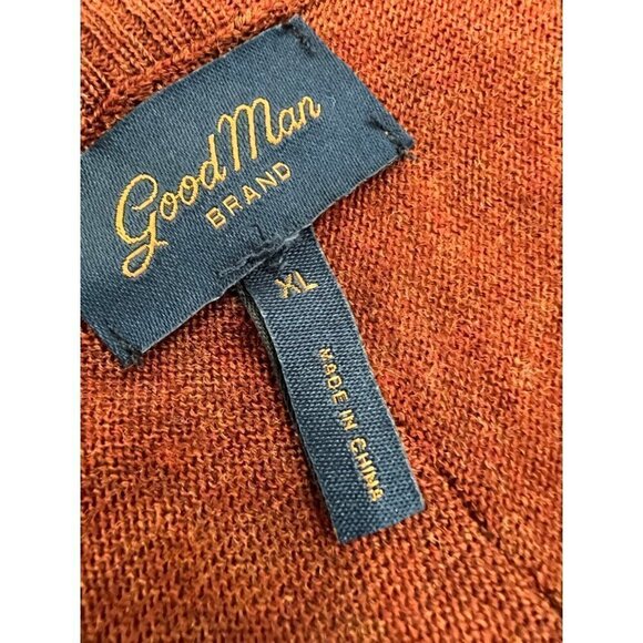 NWT GOOD MAN BRAND Size XL MVP Slim Fit Notch Neck Wool Sweater brown MSRP$185 - Picture 2 of 11